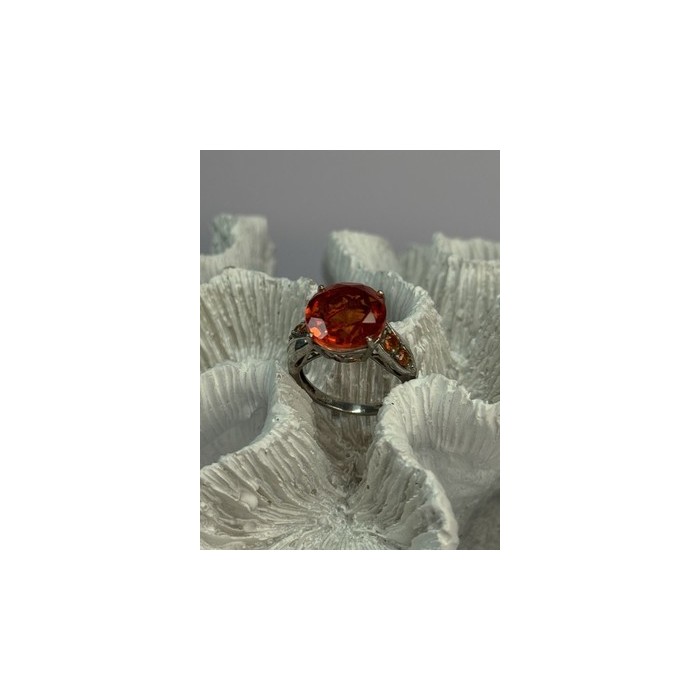 925 STERLING SILVER ORANGE SPINEL RING SIZE 6