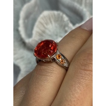 925 STERLING SILVER ORANGE SPINEL RING SIZE 6