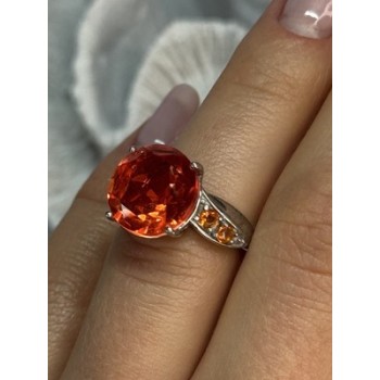 925 STERLING SILVER ORANGE SPINEL RING SIZE 6