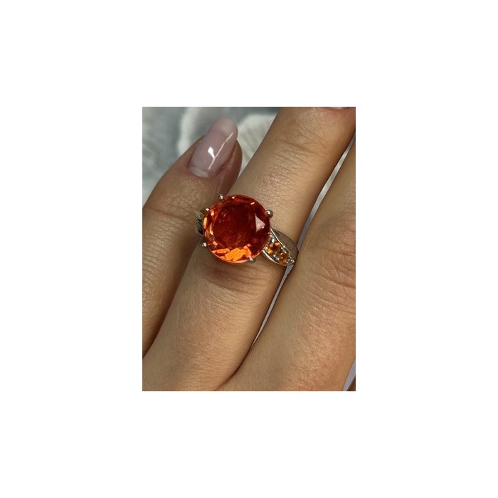 925 STERLING SILVER ORANGE SPINEL RING SIZE 6