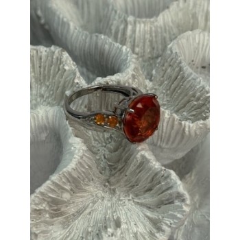 925 STERLING SILVER ORANGE SPINEL RING SIZE 6