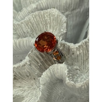 925 STERLING SILVER ORANGE SPINEL RING SIZE 6
