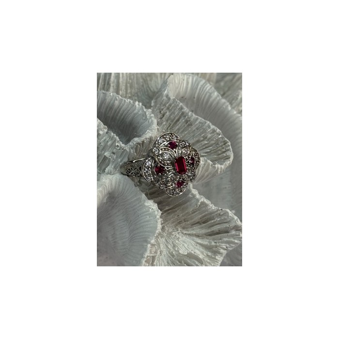 925 STERLING SILVER PINK SPINEL RING SIZE 5