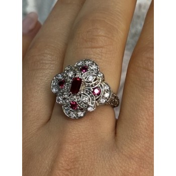 925 STERLING SILVER PINK SPINEL RING SIZE 5
