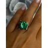 Vintage Elegant Design 925 Sterling Silver Green Spinel Ring Sizable