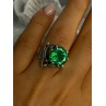 Vintage Elegant Design 925 Sterling Silver Green Spinel Ring Sizable