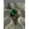 Vintage Elegant Design 925 Sterling Silver Green Spinel Ring Sizable
