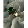 Vintage Elegant Design 925 Sterling Silver Green Spinel Ring Sizable