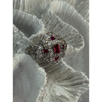 925 STERLING SILVER PINK SPINEL RING SIZE 7.5