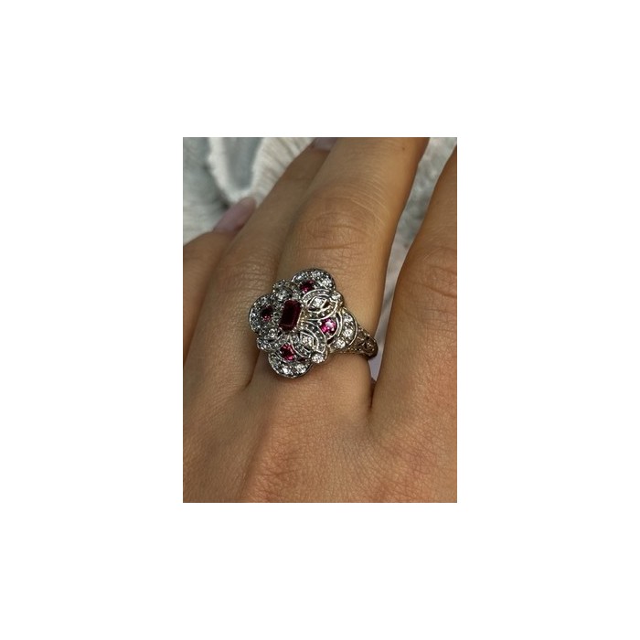 925 STERLING SILVER PINK SPINEL RING SIZE 7.5