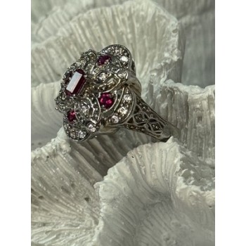 925 STERLING SILVER PINK SPINEL RING SIZE 7.5