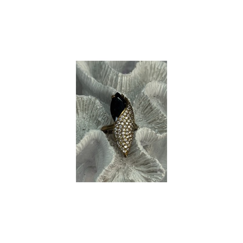 925 Sterling Silver Alpanite & CZ Ring Size 7 Length 1.45 Inch