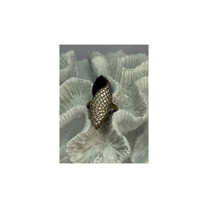 925 Sterling Silver Alpanite & CZ Ring Size 7 Length 1.45 Inch