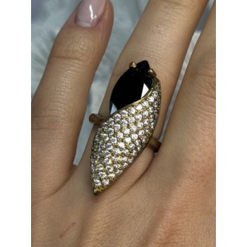 925 Sterling Silver Alpanite & CZ Ring Size 7 Length 1.45 Inch