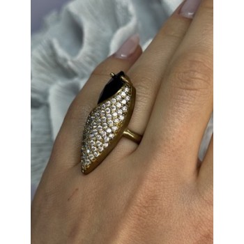 925 Sterling Silver Alpanite & CZ Ring Size 7 Length 1.45 Inch