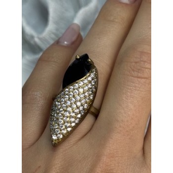 925 Sterling Silver Alpanite & CZ Ring Size 7 Length 1.45 Inch