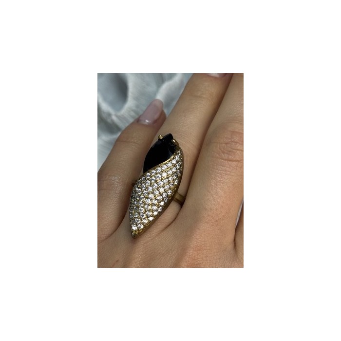 925 Sterling Silver Alpanite & CZ Ring Size 7 Length 1.45 Inch