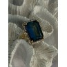 925 Sterling Silver Gold Plated Sapphire & Beryl Ring Size 9