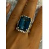 925 Sterling Silver Gold Plated Sapphire & Beryl Ring Size 9