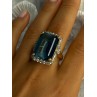 925 Sterling Silver Gold Plated Sapphire & Beryl Ring Size 9