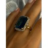 925 Sterling Silver Gold Plated Sapphire & Beryl Ring Size 9