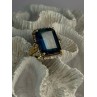 925 Sterling Silver Gold Plated Sapphire & Beryl Ring Size 9