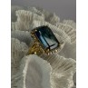 925 Sterling Silver Gold Plated Sapphire & Beryl Ring Size 9