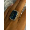 925 Sterling Silver Gold Plated Sapphire & Beryl Ring Size 9