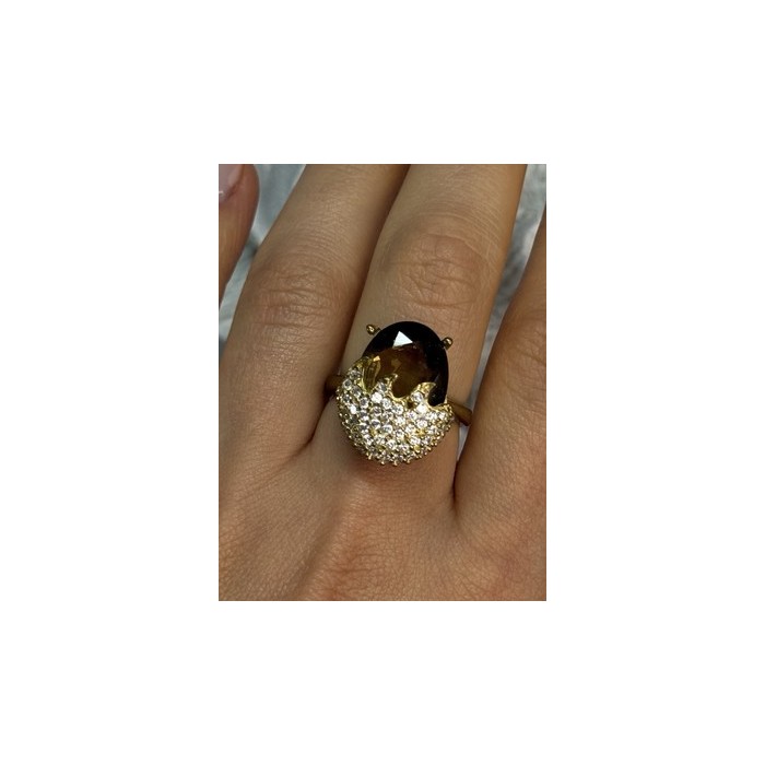 925 Sterling Silver Alpanite & CZ Ring Size 8.5 Length 0.78 Inch