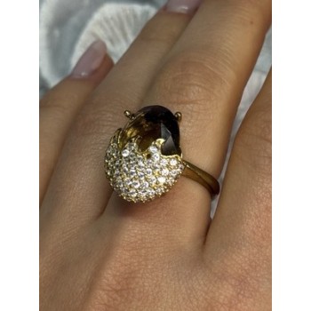 925 Sterling Silver Alpanite & CZ Ring Size 8.5 Length 0.78 Inch