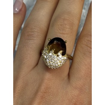 925 Sterling Silver Alpanite & CZ Ring Size 8.5 Length 0.78 Inch