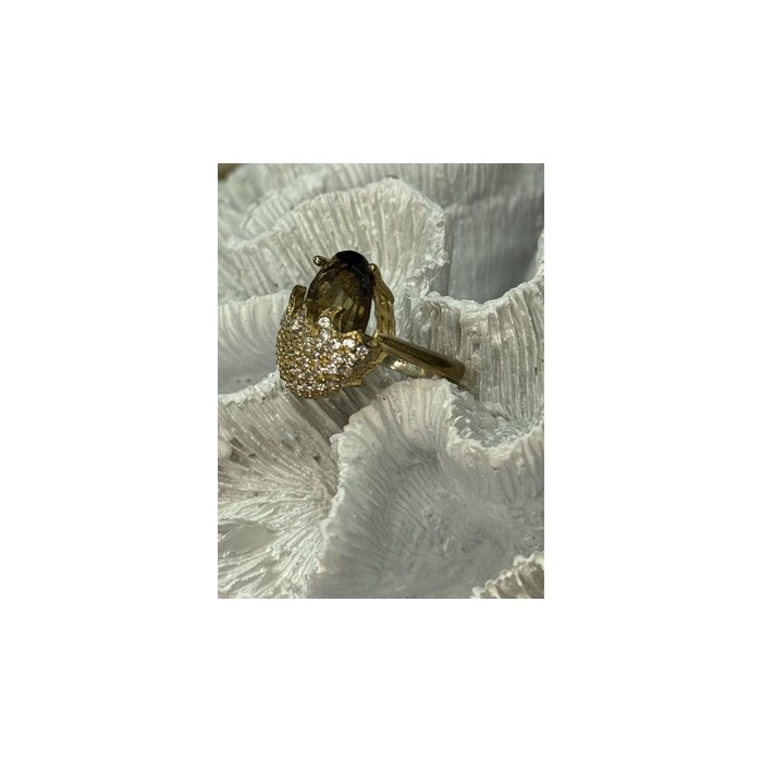 925 Sterling Silver Alpanite & CZ Ring Size 8.5 Length 0.78 Inch