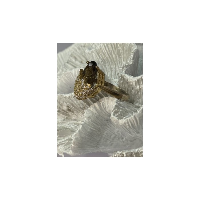 925 Sterling Silver Alpanite & CZ Ring Size 8.5 Length 0.78 Inch