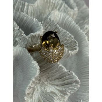925 Sterling Silver Alpanite & CZ Ring Size 8.5 Length 0.78 Inch