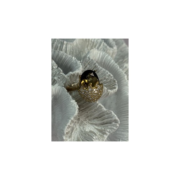 925 Sterling Silver Alpanite & CZ Ring Size 8.5 Length 0.78 Inch