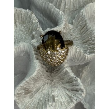 925 Sterling Silver Alpanite & CZ Ring Size 8.5 Length 0.78 Inch