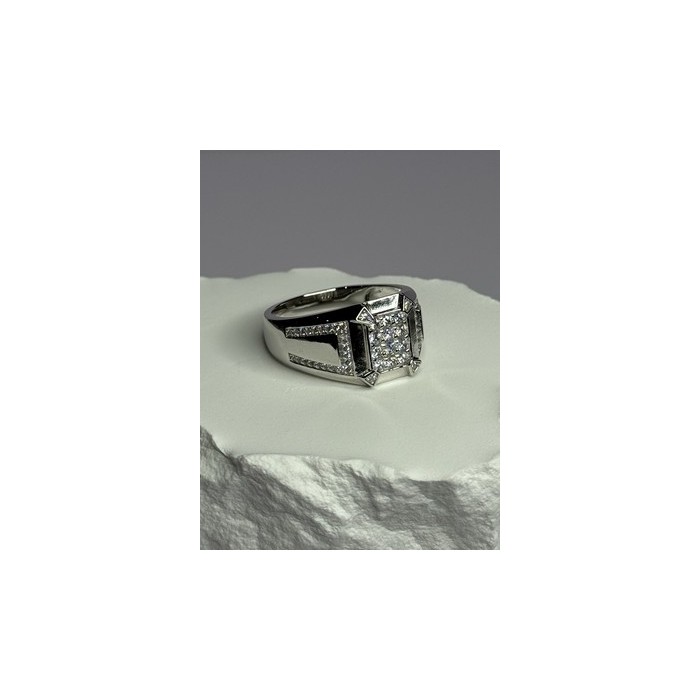 925 Sterling Silver CZ Men's Ring Size 12