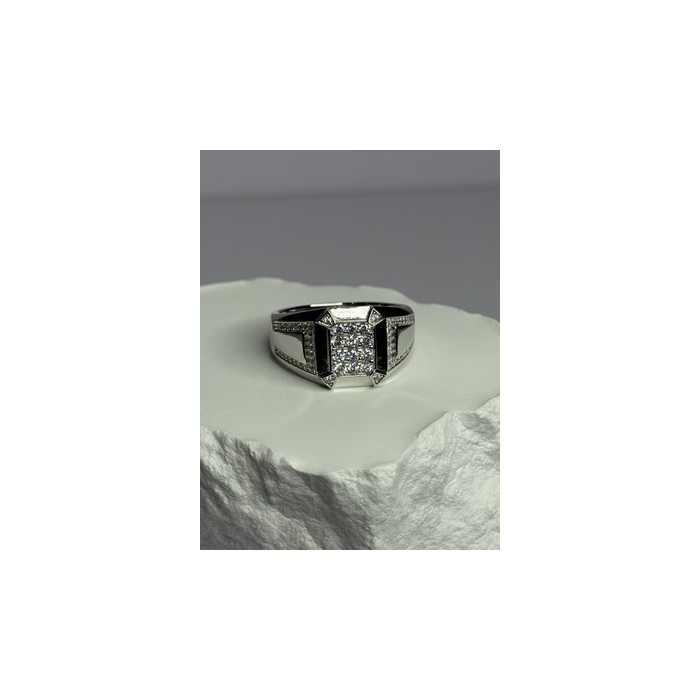 925 Sterling Silver CZ Men's Ring Size 12
