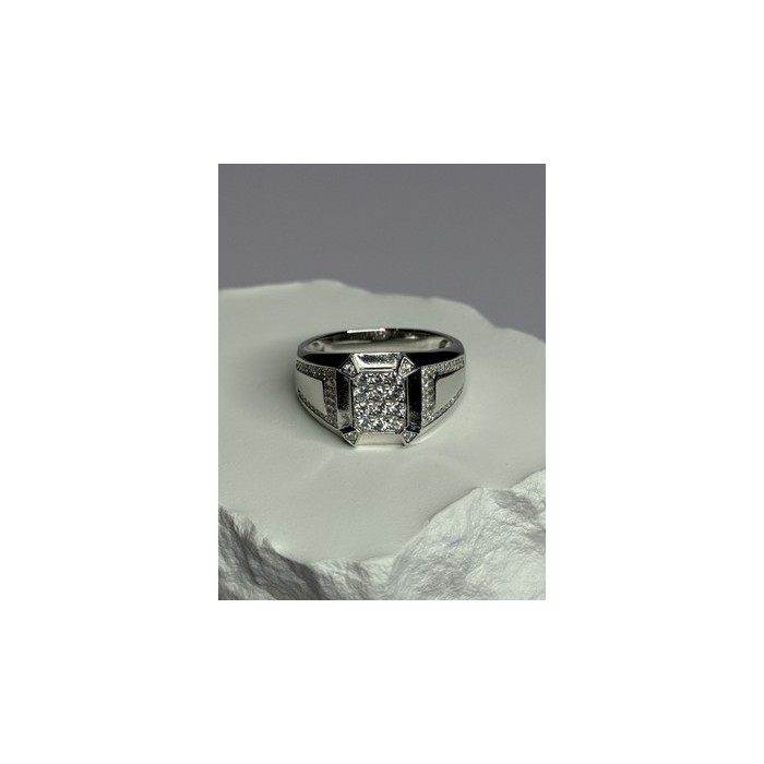925 Sterling Silver CZ Men's Ring Size 12