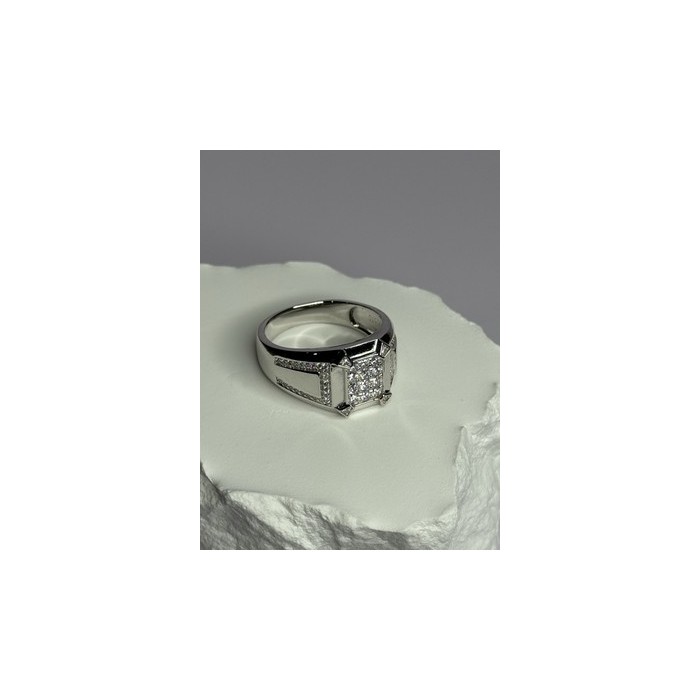 925 Sterling Silver CZ Men's Ring Size 12