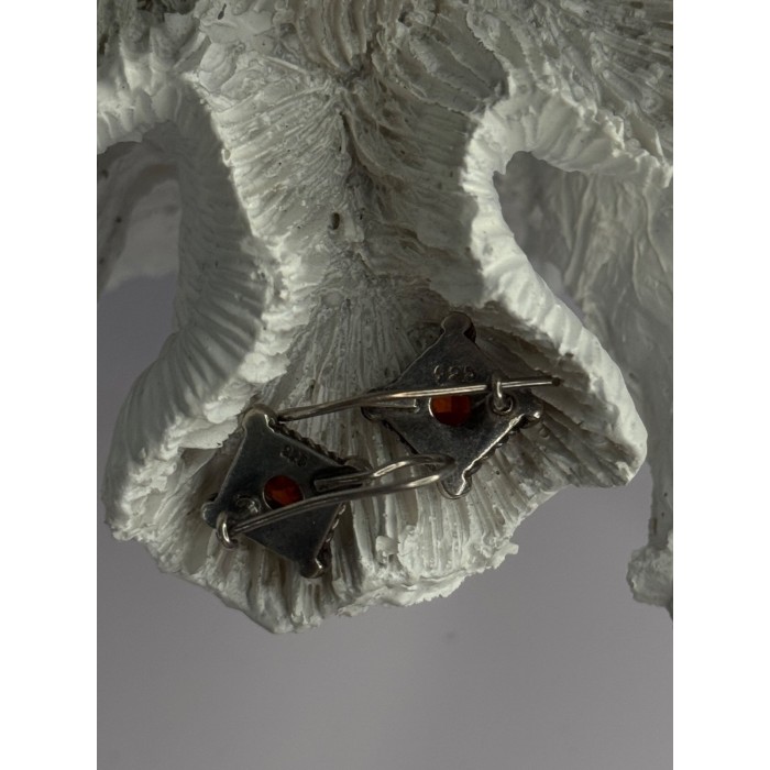 Vintage 925 Sterling Silver Orange Tourmaline Earrings Length 0.90 Inch