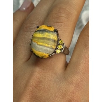 925 STERLING SILVER YASHMA & CITRINE RING SIZE 8