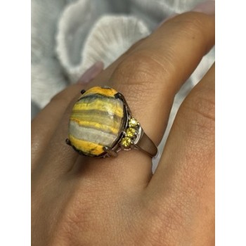 925 STERLING SILVER YASHMA & CITRINE RING SIZE 8