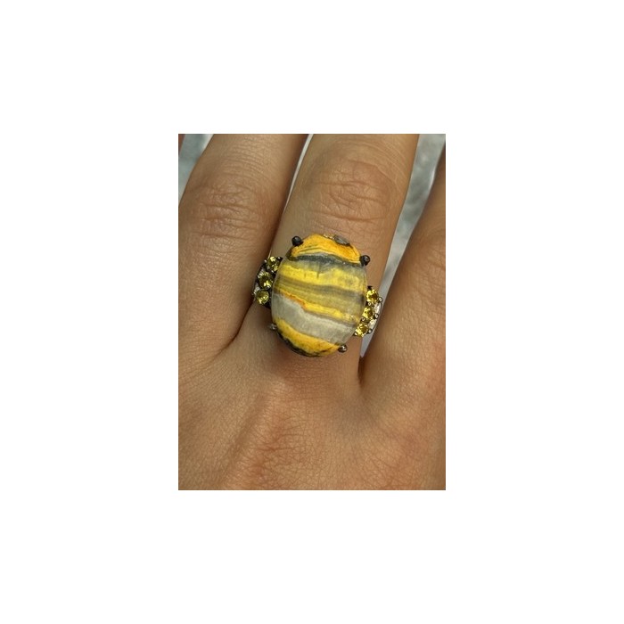 925 STERLING SILVER YASHMA & CITRINE RING SIZE 8