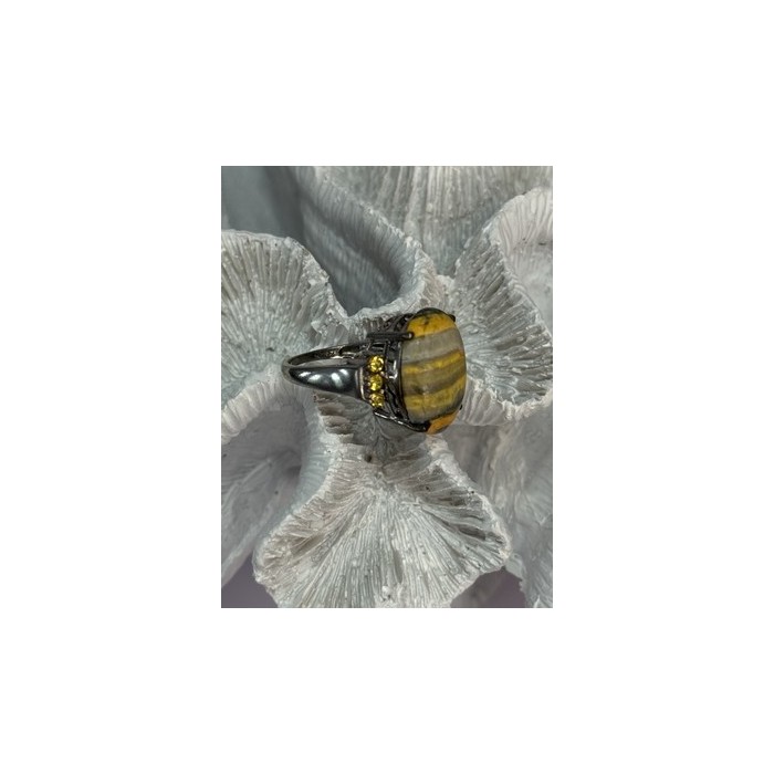 925 STERLING SILVER YASHMA & CITRINE RING SIZE 8