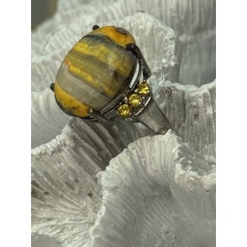 925 STERLING SILVER YASHMA & CITRINE RING SIZE 8