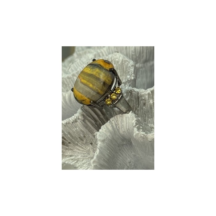 925 STERLING SILVER YASHMA & CITRINE RING SIZE 8