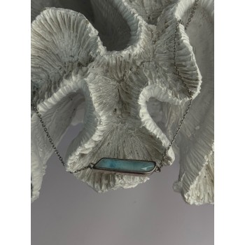 925 Sterling Silver Blue Larimar Necklace Length 18/16 Inch