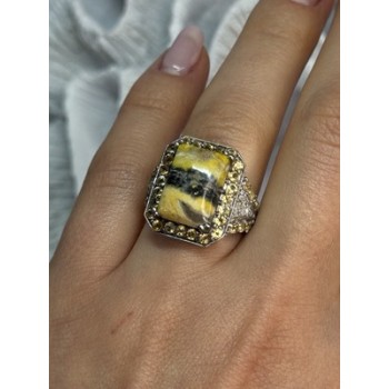 925 STERLING SILVER YASHMA CITRINE & BERYL RING SIZE 6