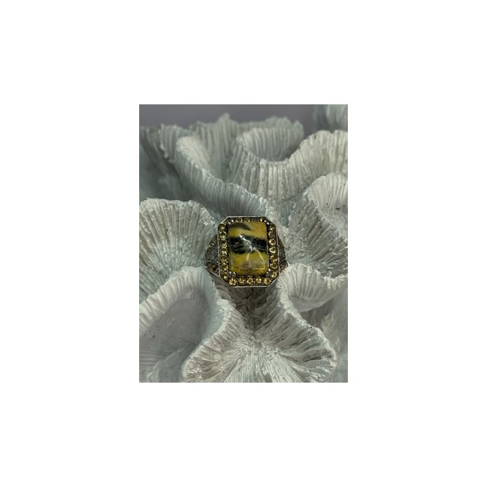925 STERLING SILVER YASHMA CITRINE & BERYL RING SIZE 6